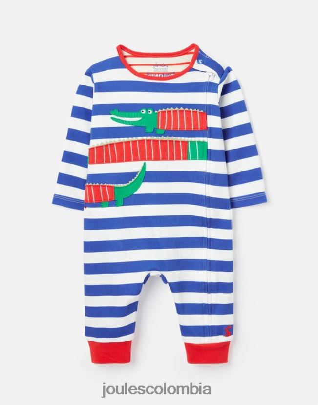 Joules accesorios bebés Mono con diseño artístico de algodón de cultivo orgánico Winfield de 0 a 9 meses H0604R426 cocodrilo de rayas azules