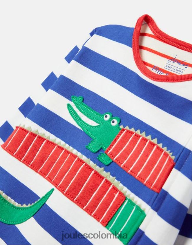 Joules accesorios bebés Mono con diseño artístico de algodón de cultivo orgánico Winfield de 0 a 9 meses H0604R426 cocodrilo de rayas azules