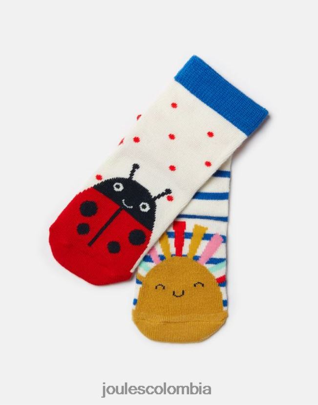 Joules accesorios bebés paquete de 2 calcetines para pies limpios H0604R400 mariquita del sol