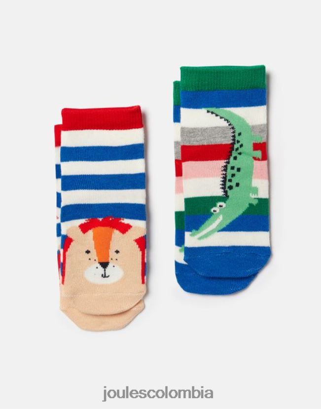 Joules accesorios bebés paquete de 2 calcetines para pies limpios H0604R402 león cocodrilo