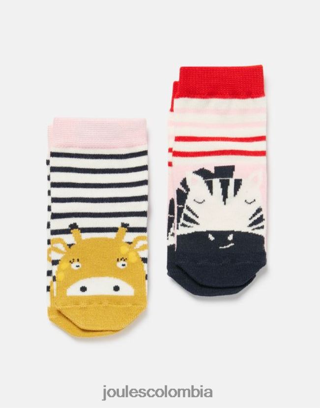 Joules accesorios bebés pies limpios paquete de 2 calcetines H0604R435 jirafa cebra