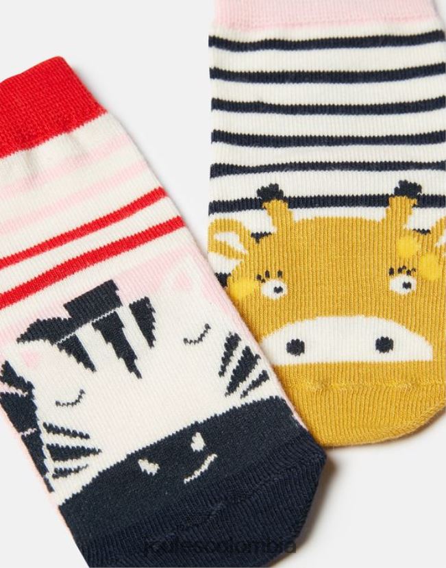 Joules accesorios bebés pies limpios paquete de 2 calcetines H0604R435 jirafa cebra