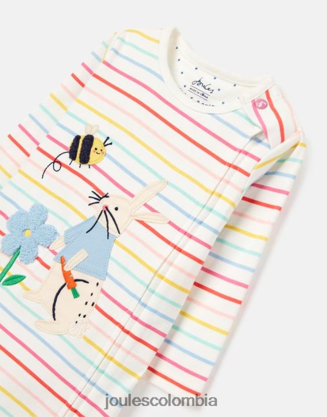 Joules vestir bebés Mono con diseño artístico de algodón de cultivo orgánico Winfield de 0 a 9 meses H0604R410 conejito de rayas blancas