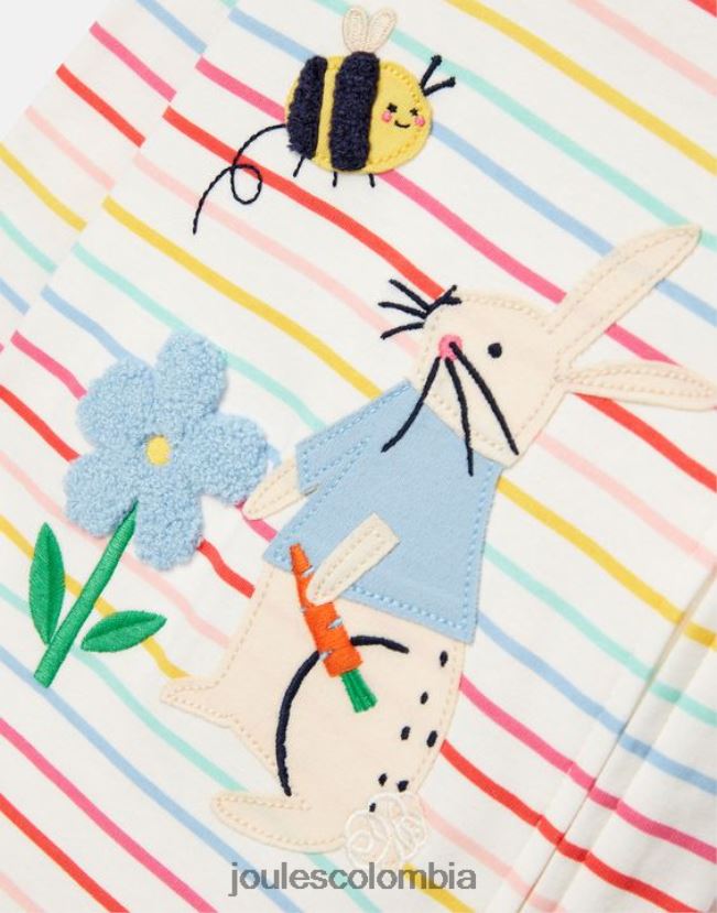Joules vestir bebés Mono con diseño artístico de algodón de cultivo orgánico Winfield de 0 a 9 meses H0604R410 conejito de rayas blancas