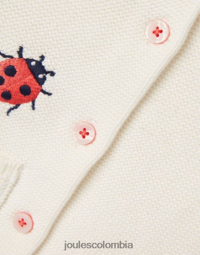 Joules vestir bebés cárdigan bordado betsie 0-3 años H0604R395 mariquita crema