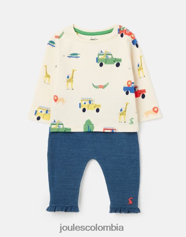 Joules vestir bebés conjunto percy camiseta y pantalón 0-3 años H0604R427 safari crema