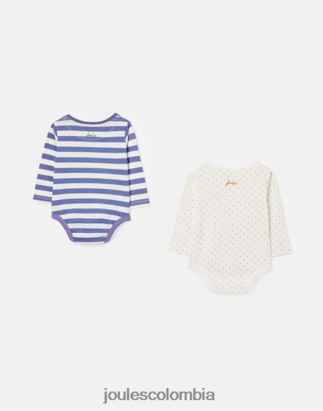 Joules vestir bebés pack de dos bodis verde oliva 0-9 meses H0604R416 raya puntual