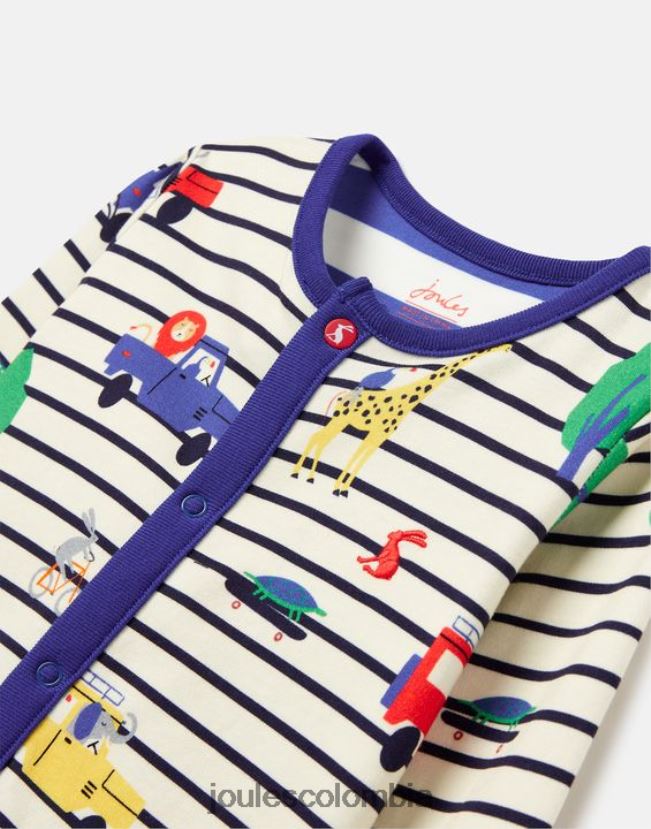 Joules vestir bebés razamataz mono estampado de algodón cultivado orgánicamente 0-9 meses H0604R433 safari de rayas azules