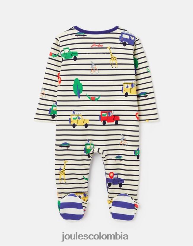 Joules vestir bebés razamataz mono estampado de algodón cultivado orgánicamente 0-9 meses H0604R433 safari de rayas azules