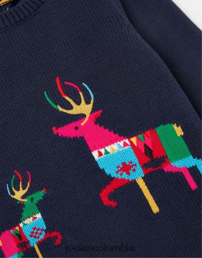Joules vestir chicas suéter de punto con intarsia agrietada 0-24 meses H0604R413 reno azul marino