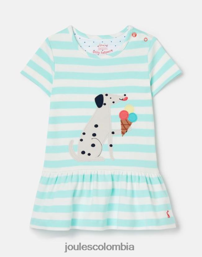 Joules vestir chicas vestido con peplum y diseño deslumbrante 0-3 años H0604R394 raya aguamarina