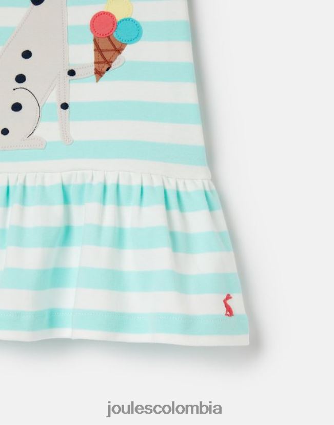 Joules vestir chicas vestido con peplum y diseño deslumbrante 0-3 años H0604R394 raya aguamarina