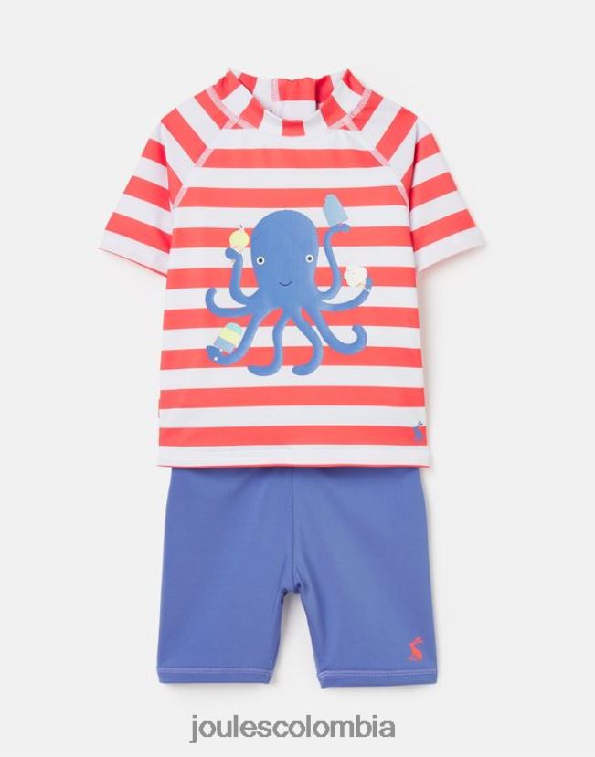 Joules vestir bebés conjunto de buzo con ilustraciones de chaleco anti-lycra 0-3 años H0604R434 raya de pulpo naranja