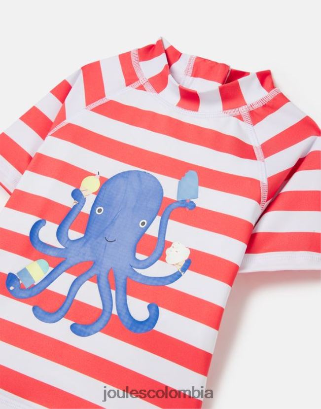 Joules vestir bebés conjunto de buzo con ilustraciones de chaleco anti-lycra 0-3 años H0604R434 raya de pulpo naranja