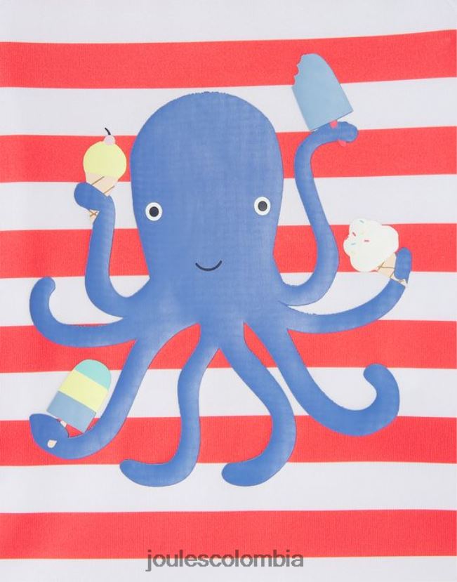Joules vestir bebés conjunto de buzo con ilustraciones de chaleco anti-lycra 0-3 años H0604R434 raya de pulpo naranja