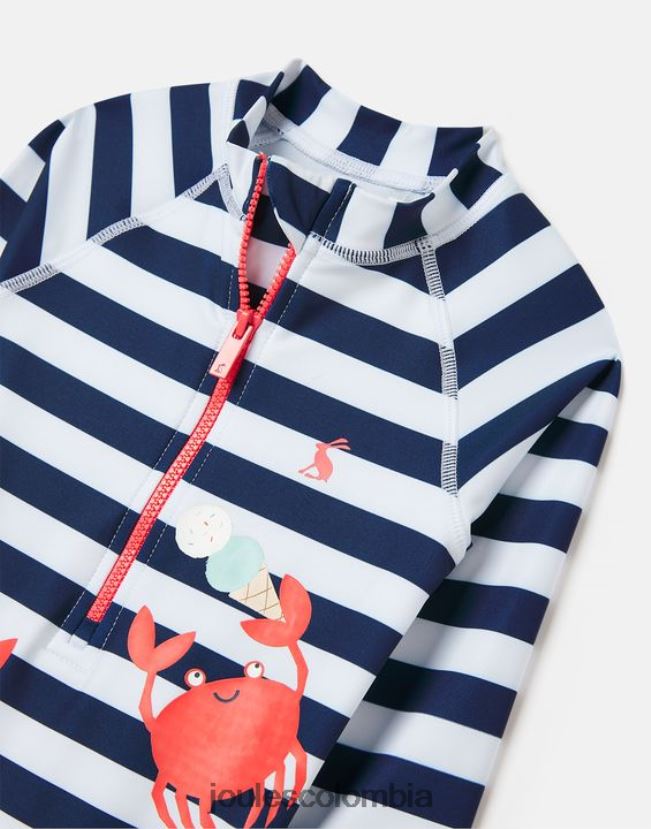 Joules vestir bebés traje de erupción con ilustraciones solares 0-3 años H0604R431 cangrejos de rayas azul marino