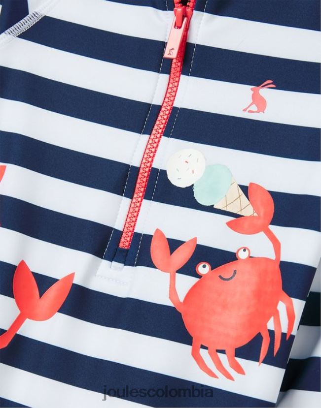 Joules vestir bebés traje de erupción con ilustraciones solares 0-3 años H0604R431 cangrejos de rayas azul marino