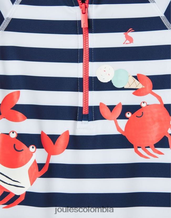 Joules vestir bebés traje de erupción con ilustraciones solares 0-3 años H0604R431 cangrejos de rayas azul marino