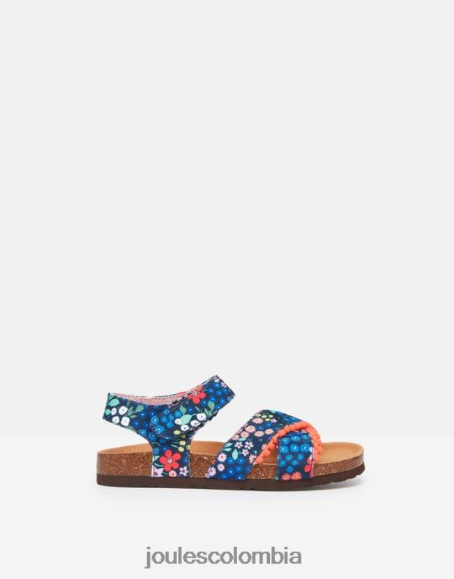 Joules calzado chicas sandalias tessie con varias tiras y velcro H0604R332 floreciente de gema azul