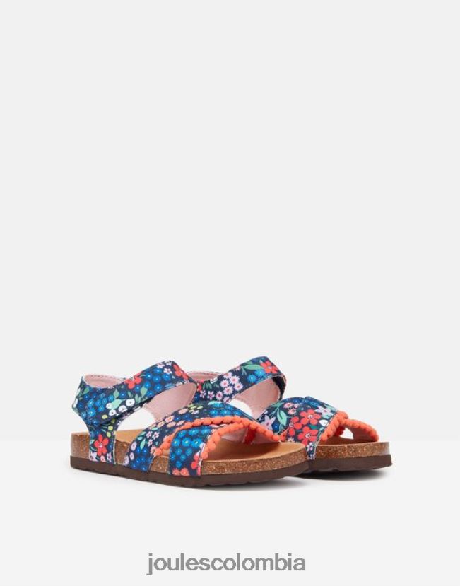 Joules calzado chicas sandalias tessie con varias tiras y velcro H0604R332 floreciente de gema azul