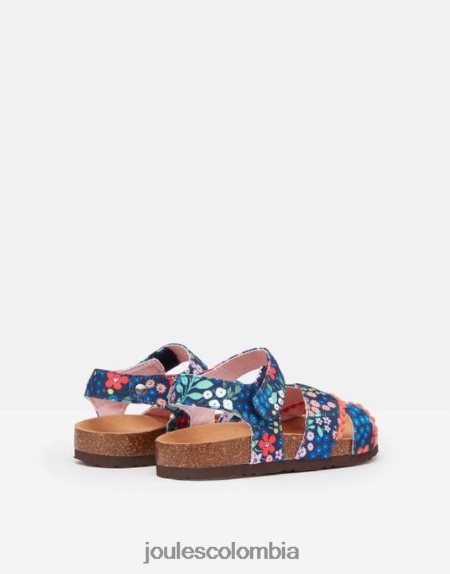 Joules calzado chicas sandalias tessie con varias tiras y velcro H0604R332 floreciente de gema azul
