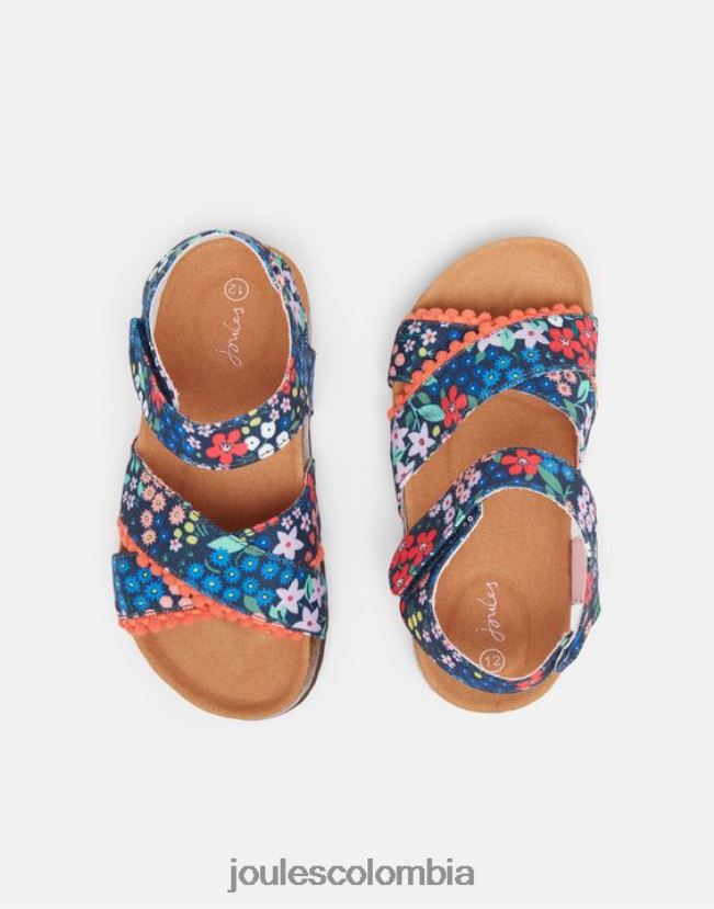 Joules calzado chicas sandalias tessie con varias tiras y velcro H0604R332 floreciente de gema azul
