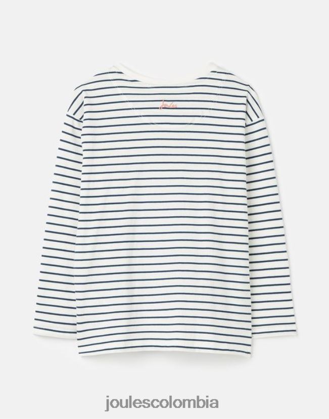 Joules vestir chicas camiseta ava manga larga 2-12 años H0604R281 raya azul marino crema