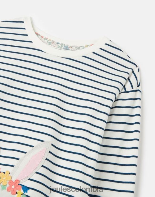 Joules vestir chicas camiseta ava manga larga 2-12 años H0604R281 raya azul marino crema