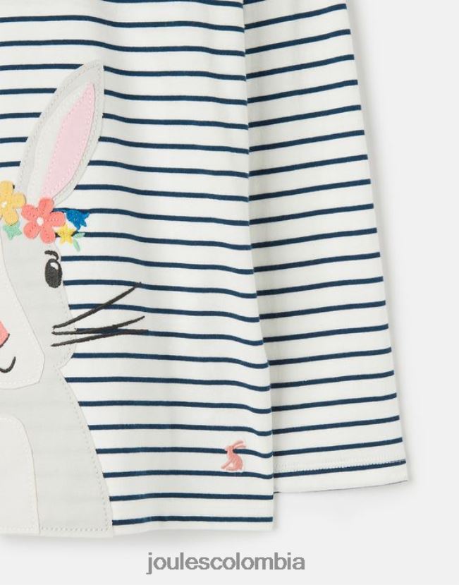 Joules vestir chicas camiseta ava manga larga 2-12 años H0604R281 raya azul marino crema