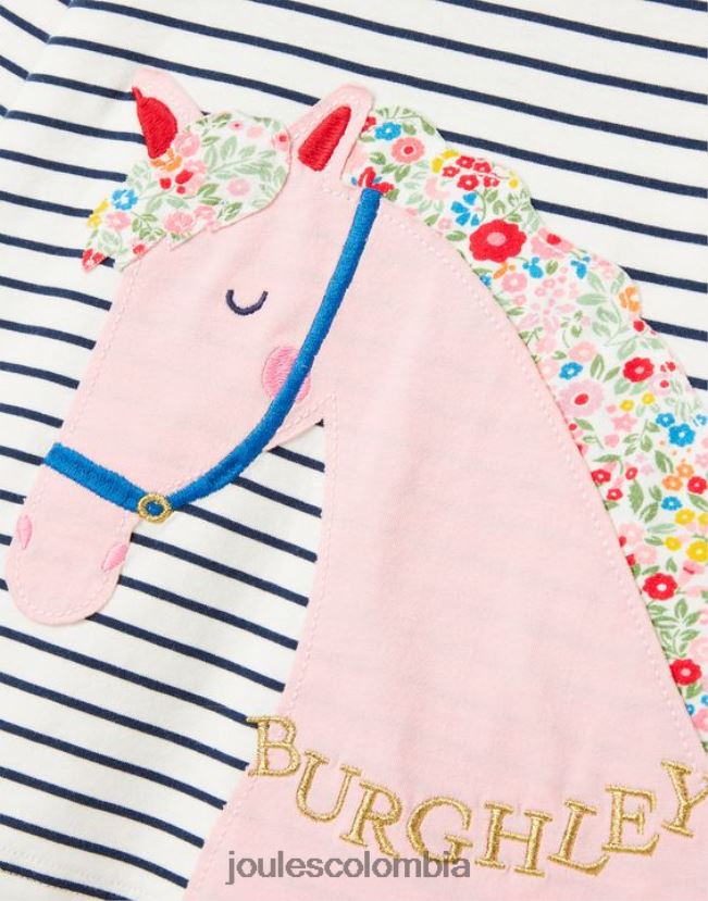 Joules vestir chicas camiseta burghley manga larga 2-12 años H0604R287 raya de caballo azul marino