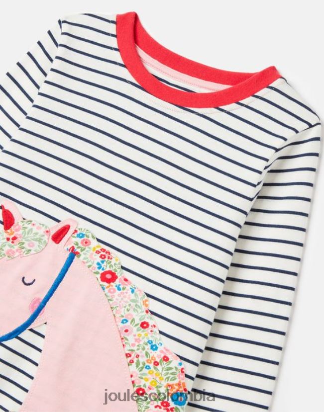 Joules vestir chicas camiseta burghley manga larga 2-12 años H0604R287 raya de caballo azul marino