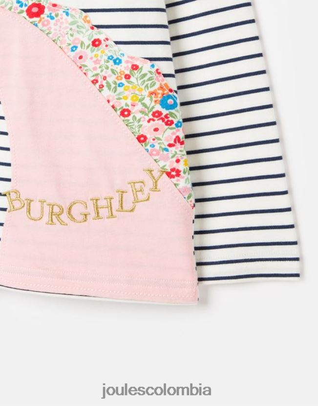 Joules vestir chicas camiseta burghley manga larga 2-12 años H0604R287 raya de caballo azul marino