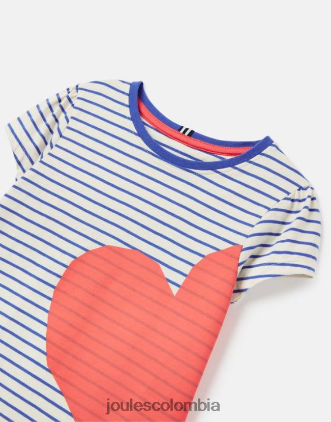 Joules vestir chicas camiseta serigrafiada manga corta pixie 2-12 años H0604R265 raya roja del corazón