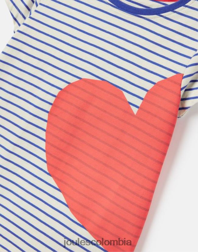 Joules vestir chicas camiseta serigrafiada manga corta pixie 2-12 años H0604R265 raya roja del corazón