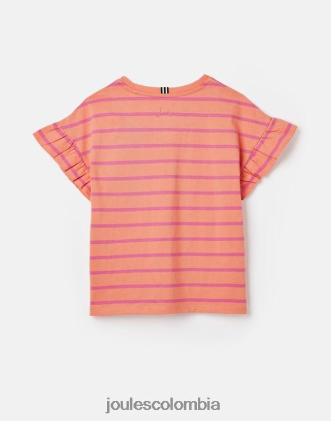 Joules vestir chicas camiseta volante manga corta frillside 2-12 años H0604R297 raya de durazno