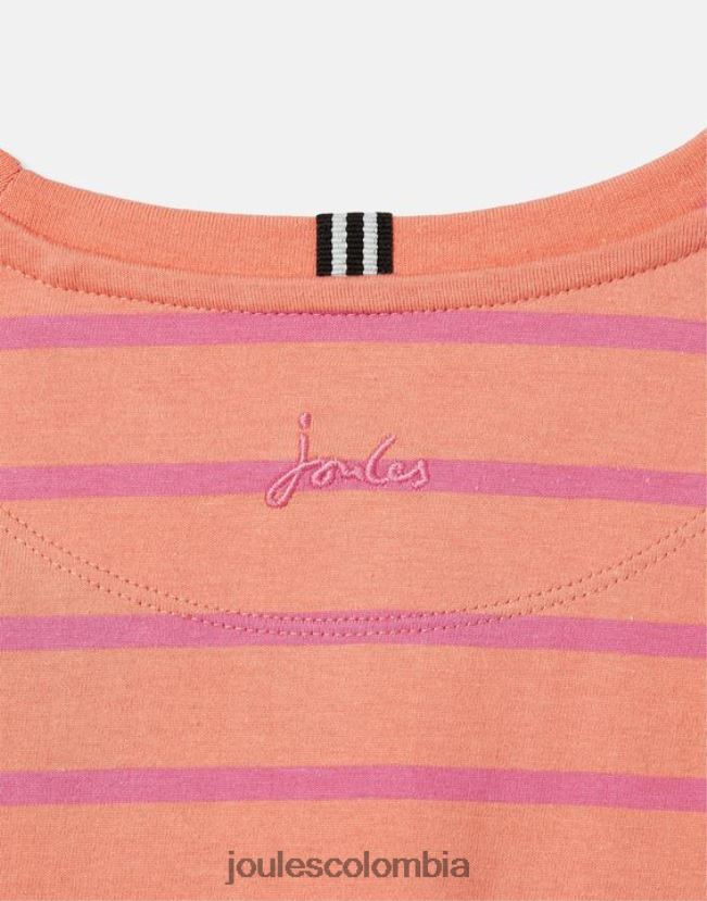 Joules vestir chicas camiseta volante manga corta frillside 2-12 años H0604R297 raya de durazno