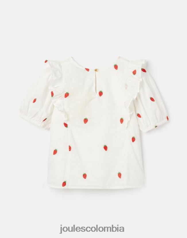 Joules vestir chicas top lauren tejido con volantes H0604R318 mancha de fresa