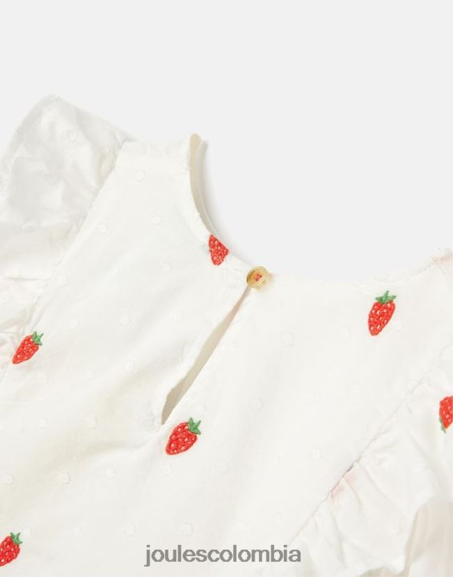Joules vestir chicas top lauren tejido con volantes H0604R318 mancha de fresa