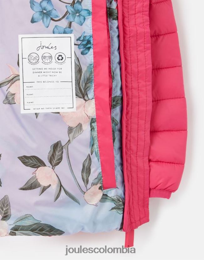 Joules vestir chicas Chaqueta acolchada plegable y reciclada resistente a la lluvia Kinnaird 1-12 años H0604R279 Rosa brillante