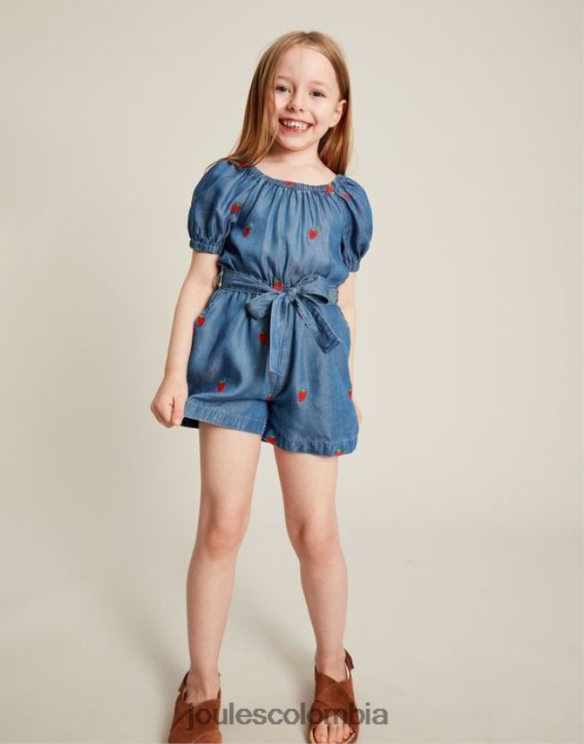 Joules vestir chicas mono betty con cuello cuadrado 2-12 años H0604R280 cambray fresa