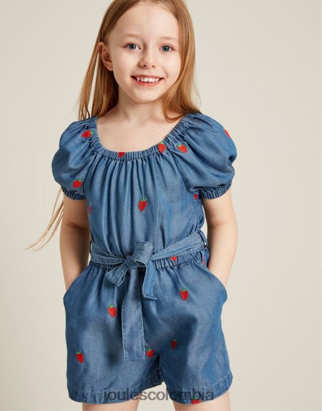 Joules vestir chicas mono betty con cuello cuadrado 2-12 años H0604R280 cambray fresa