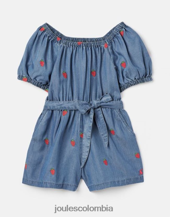 Joules vestir chicas mono betty con cuello cuadrado 2-12 años H0604R280 cambray fresa