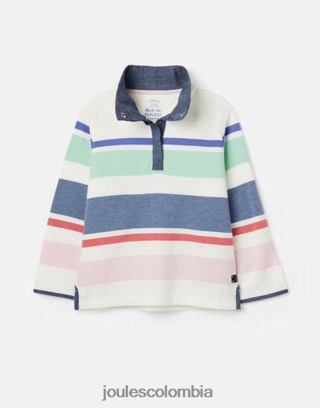 Joules vestir chicas sudadera con cuello alzado y rayas saunton 2-12 años H0604R320 crema multiraya