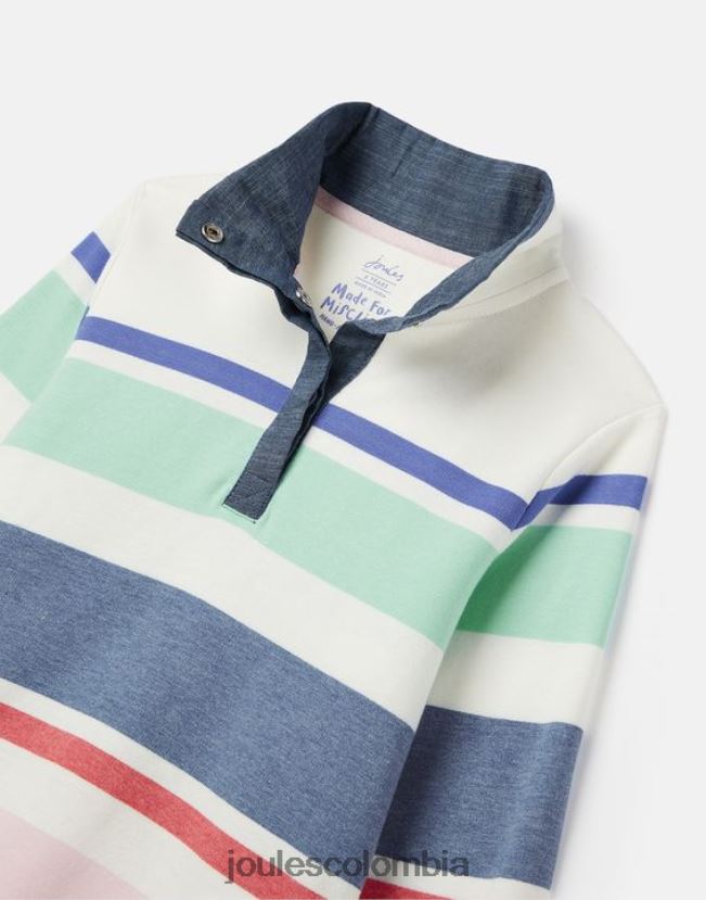Joules vestir chicas sudadera con cuello alzado y rayas saunton 2-12 años H0604R320 crema multiraya