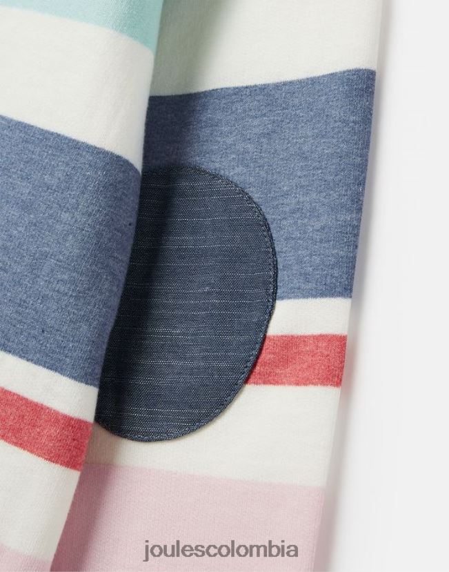 Joules vestir chicas sudadera con cuello alzado y rayas saunton 2-12 años H0604R320 crema multiraya