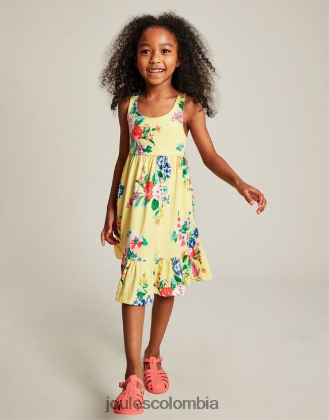Joules vestir chicas vestido juno de punto a capas 2-12 años H0604R285 amarillo pastel