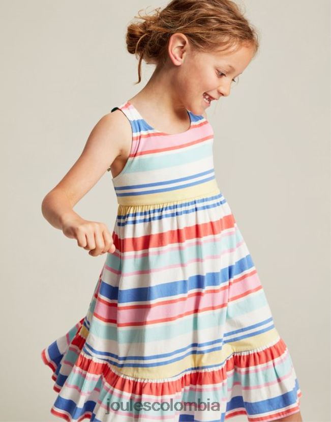 Joules vestir chicas vestido juno de punto a capas 2-12 años H0604R313 raya múltiple