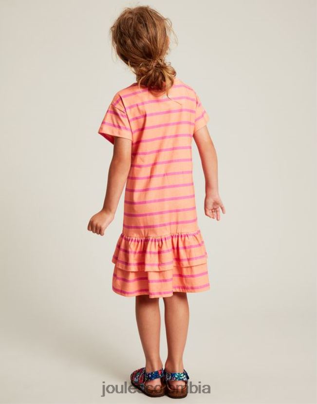 Joules vestir chicas vestido markleigh de punto con peplum y manga corta 2-12 años H0604R256 raya de durazno