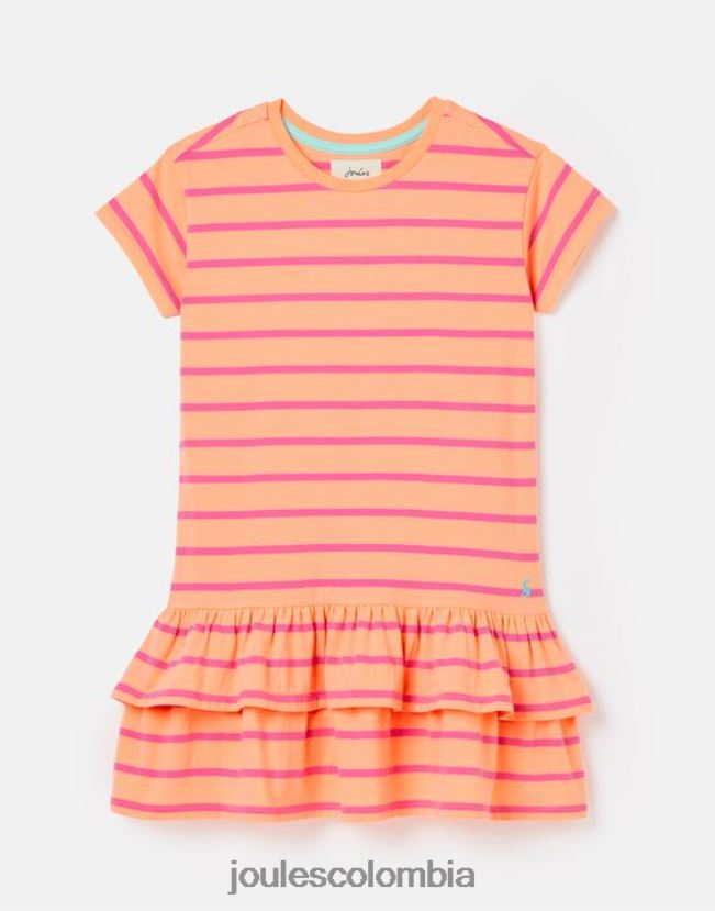 Joules vestir chicas vestido markleigh de punto con peplum y manga corta 2-12 años H0604R256 raya de durazno