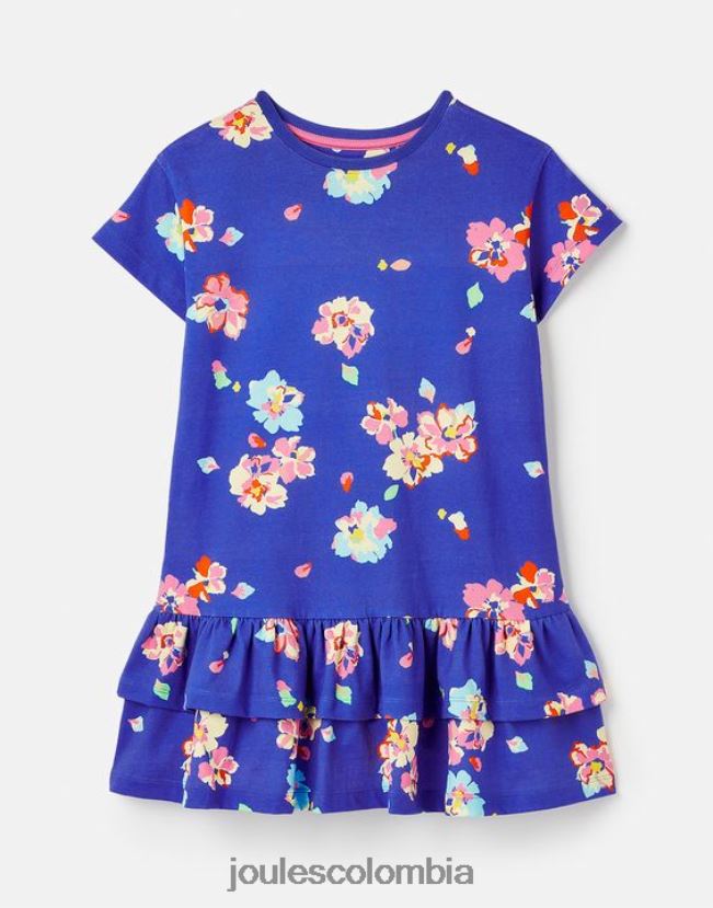 Joules vestir chicas vestido markleigh de punto con peplum y manga corta 2-12 años H0604R276 flores azules